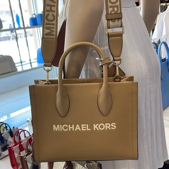 Michael Kors Mirella Small Pebbled Leather Shopper Top Zip Crossbody XBODY Tote